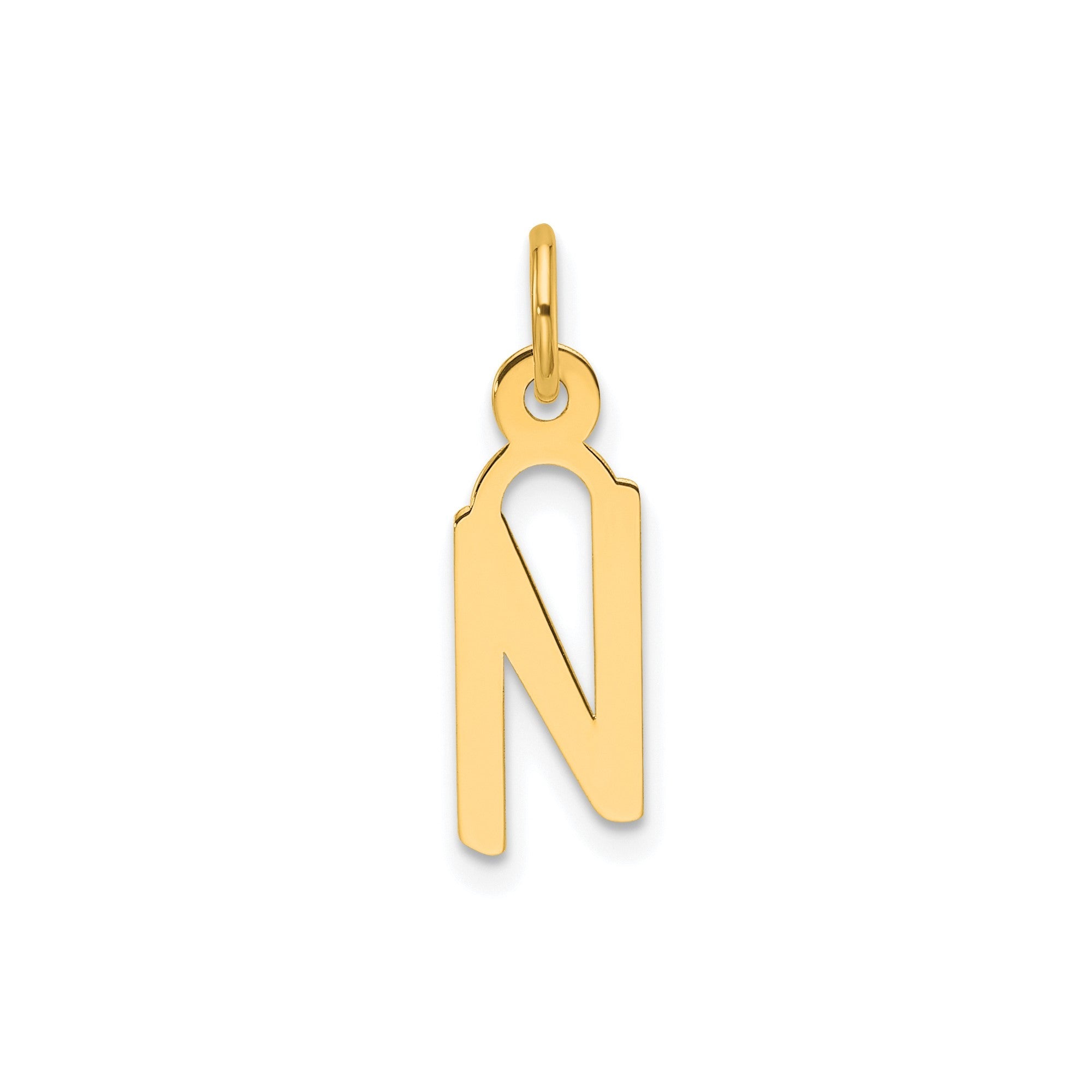 10K Yellow Gold Initial Letter Pendant Charm, Block Style, 13mm x 6mm - JewelryAffairs