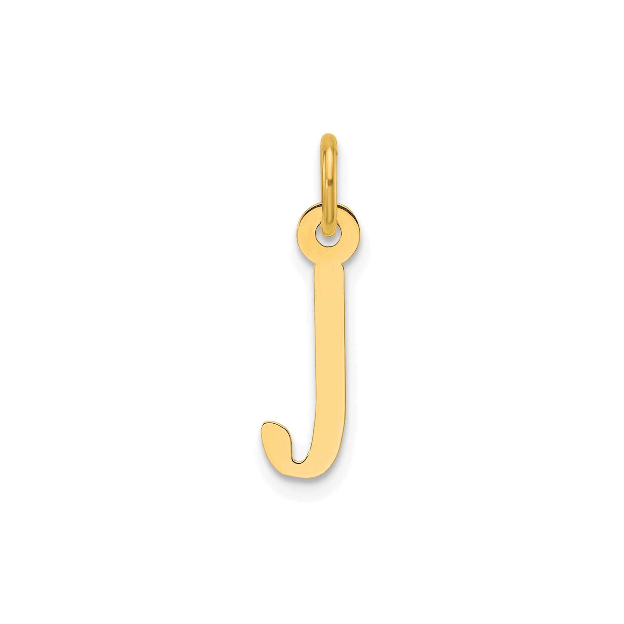 10K Yellow Gold Initial Letter Pendant Charm, Block Style, 13mm x 6mm - JewelryAffairs
