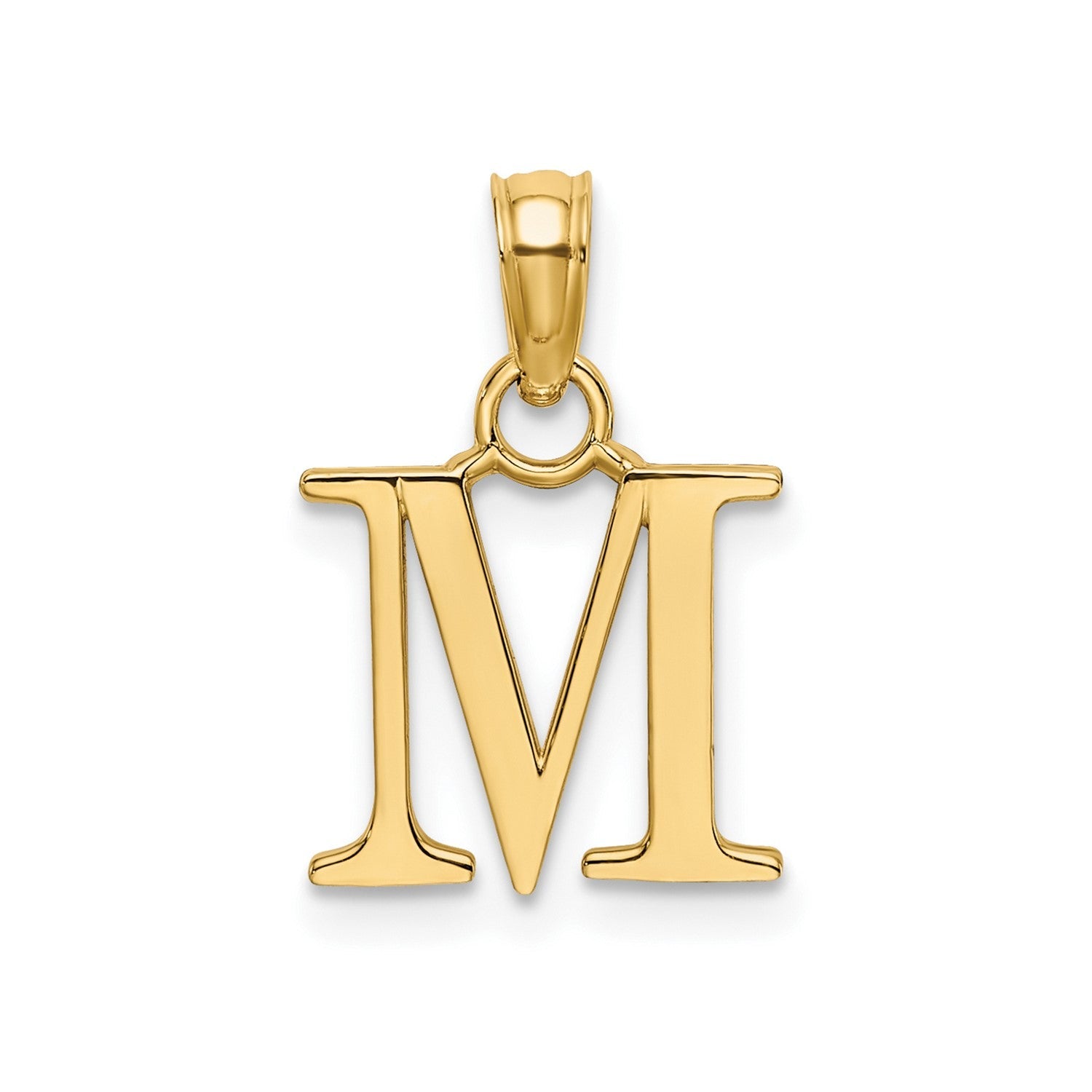 10K Yellow Gold Letter Initial Pendant, Block Font, 13x10mm - JewelryAffairs