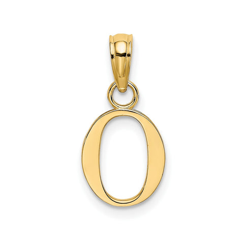 10K Yellow Gold Letter Initial Pendant, Block Font, 13x10mm