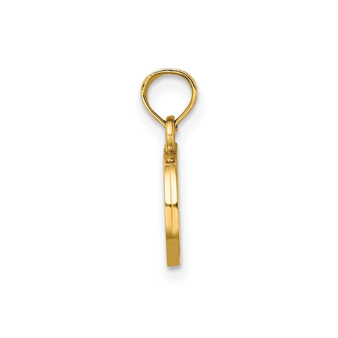 10K Yellow Gold Letter Initial Pendant, Block Font, 13x10mm