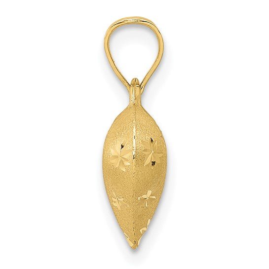 10K Yellow Gold Polished and Satin 3 - D Puffed Heart Pendant, 16x11mm - JewelryAffairs