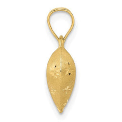 10K Yellow Gold Polished and Satin 3 - D Puffed Heart Pendant, 16x11mm - JewelryAffairs