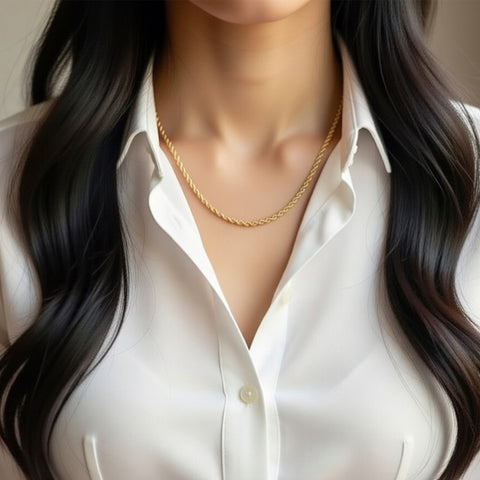 10K Yellow Gold Rope Chain Necklace, 1.6mm, 24"