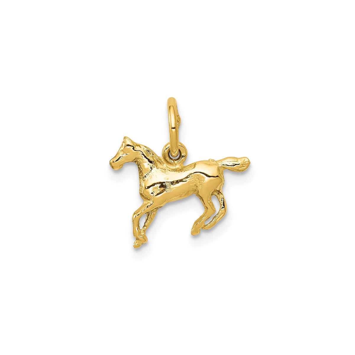 10k Yellow Gold Running Horse Charm Pendant, 13x13mm - JewelryAffairs