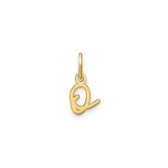10K Yellow Gold Script Letter Initial Charm Pendant, 14x10mm