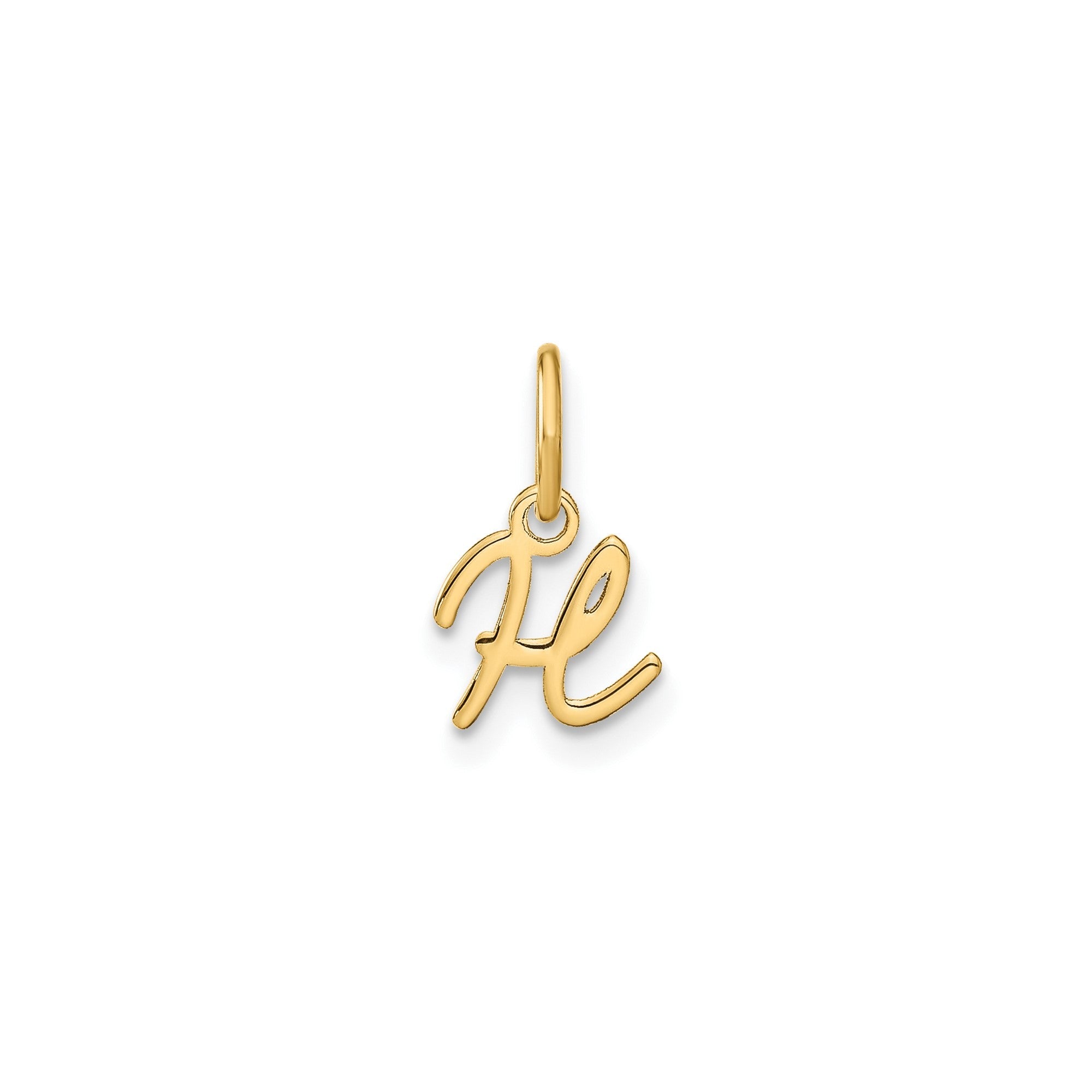 10K Yellow Gold Script Letter Initial Charm Pendant, 14x10mm - JewelryAffairs