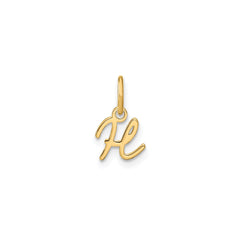 10K Yellow Gold Script Letter Initial Charm Pendant, 14x10mm