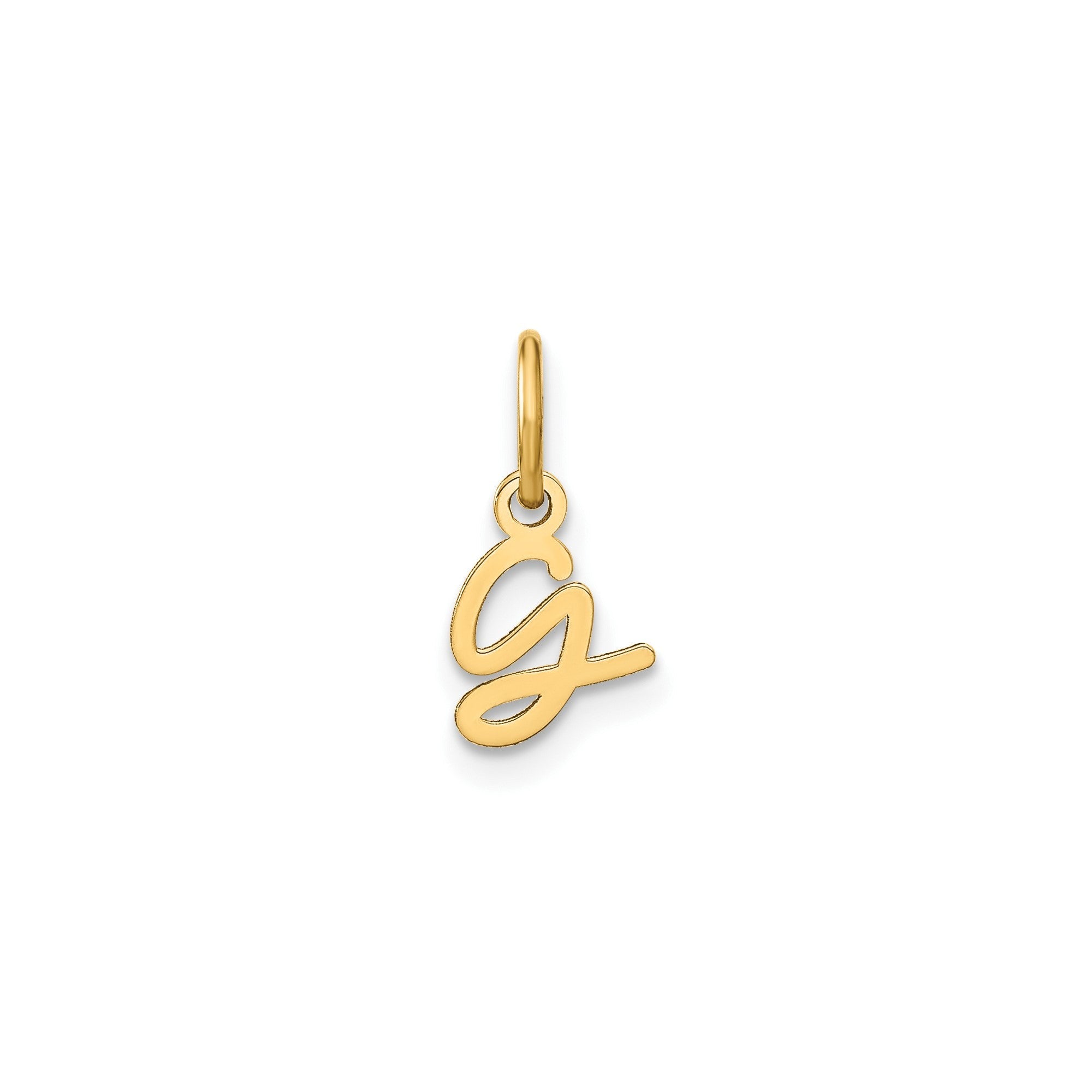 10K Yellow Gold Script Letter Initial Charm Pendant, 14x10mm - JewelryAffairs