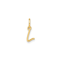 10K Yellow Gold Script Letter Initial Charm Pendant, 14x10mm