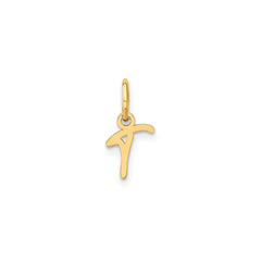 10K Yellow Gold Script Letter Initial Charm Pendant, 14x10mm