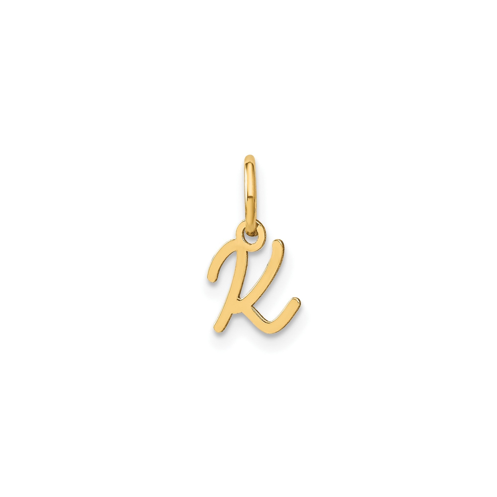10K Yellow Gold Script Letter Initial Charm Pendant, 14x10mm - JewelryAffairs