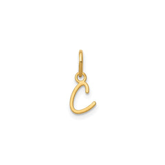 10K Yellow Gold Script Letter Initial Charm Pendant, 14x10mm - JewelryAffairs