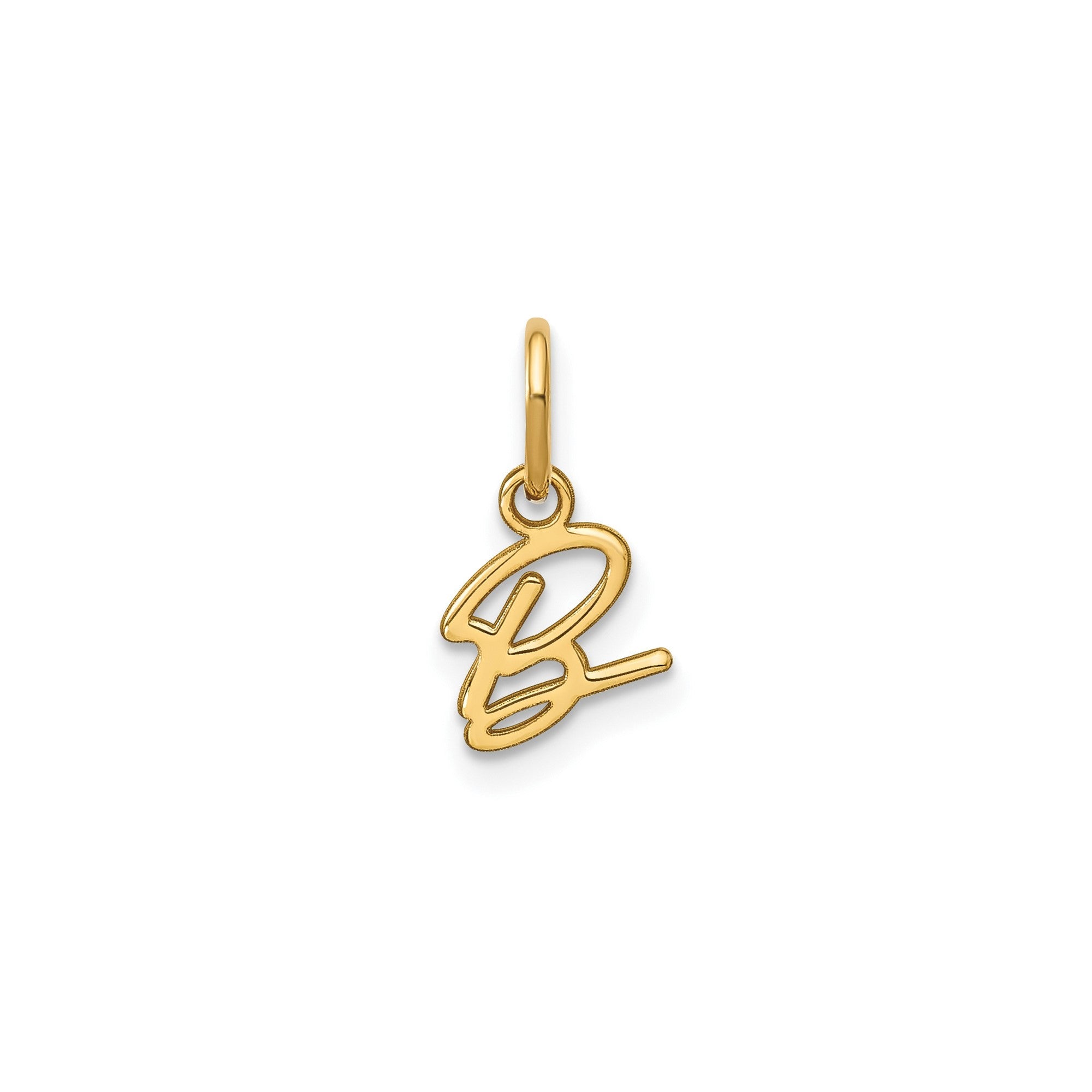 10K Yellow Gold Script Letter Initial Charm Pendant, 14x10mm - JewelryAffairs