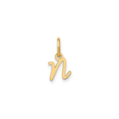 10K Yellow Gold Script Letter Initial Charm Pendant, 14x10mm