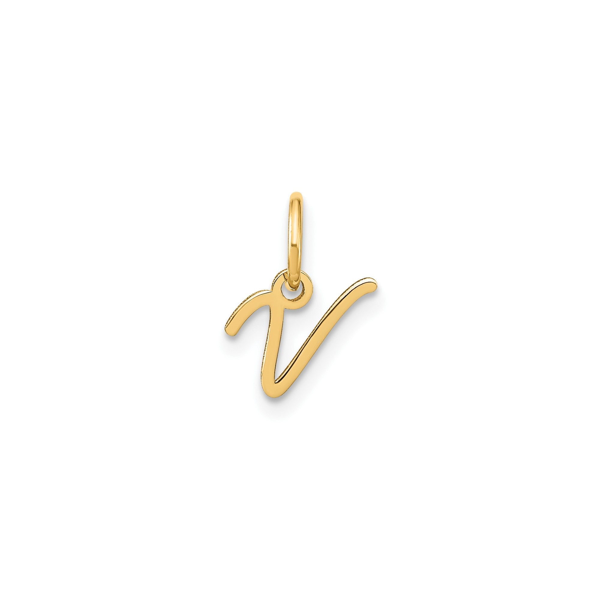 10K Yellow Gold Script Letter Initial Charm Pendant, 14x10mm - JewelryAffairs