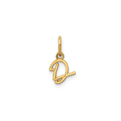 10K Yellow Gold Script Letter Initial Charm Pendant, 14x10mm