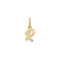 10K Yellow Gold Script Letter Initial Charm Pendant, 14x10mm