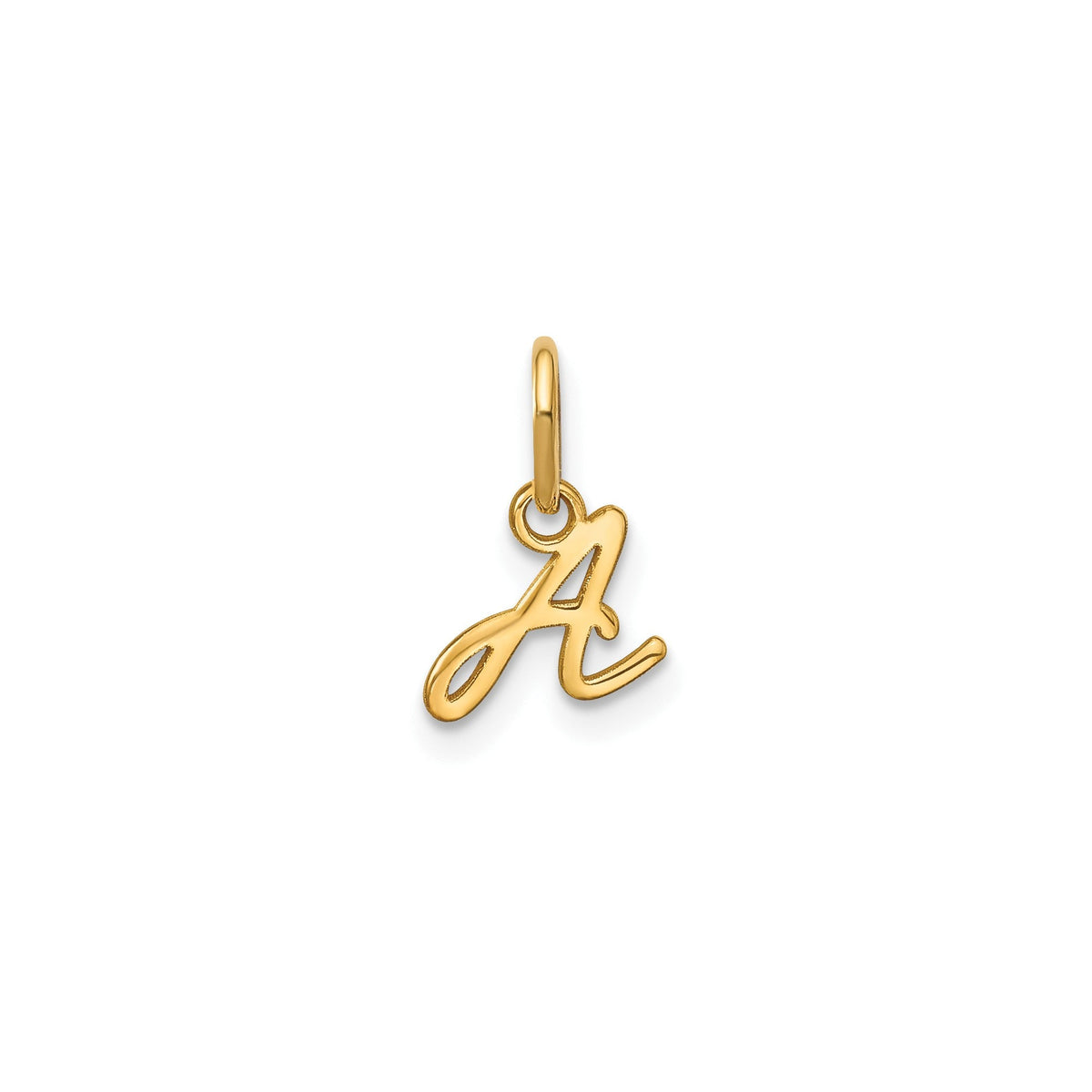 10K Yellow Gold Script Letter Initial Charm Pendant, 14x10mm - JewelryAffairs