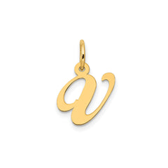 10K Yellow Gold Small Fancy Script Letter Initial Charm Pendant, 16x15mm