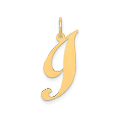 10K Yellow Gold Small Fancy Script Letter Initial Charm Pendant, 16x15mm