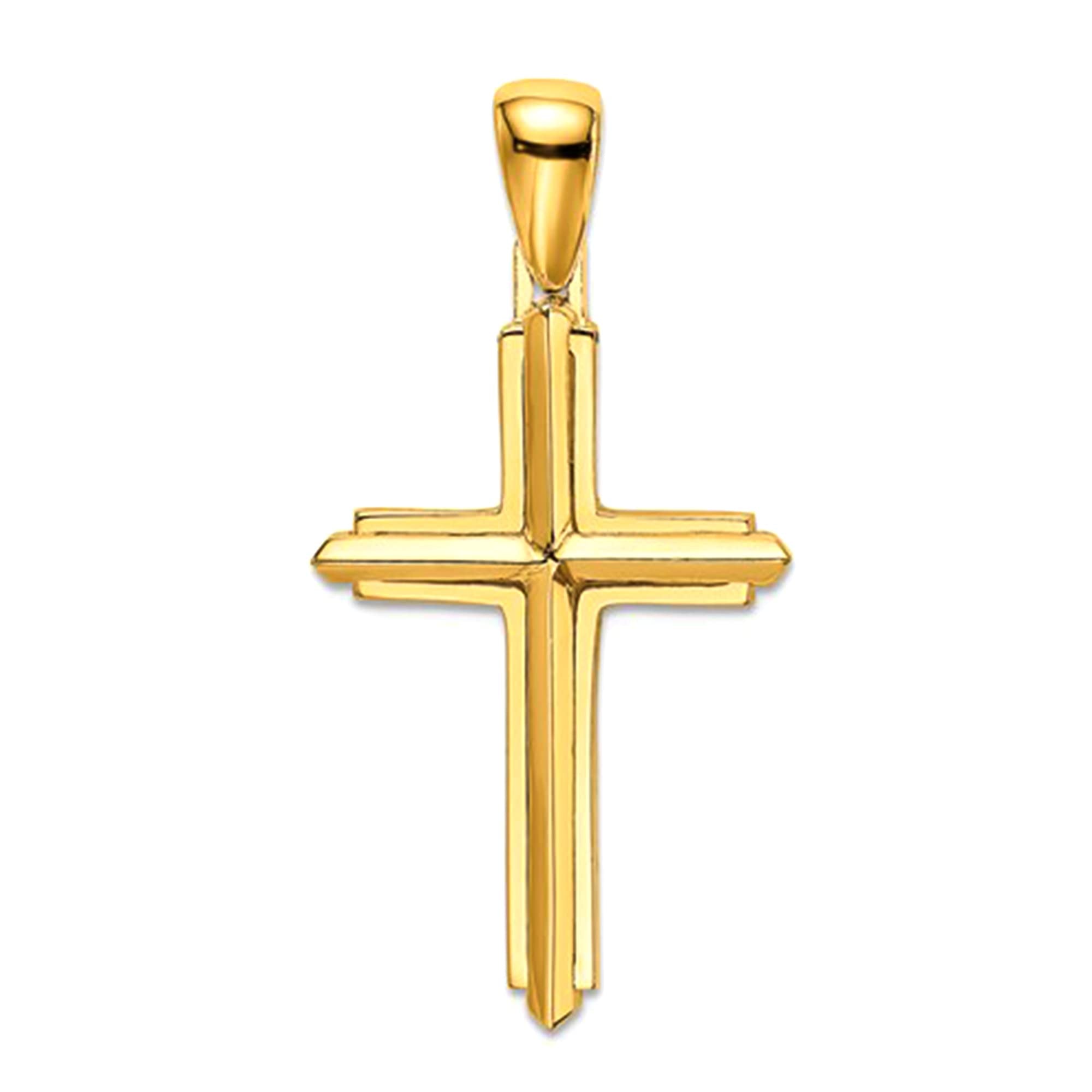 10k Yellow Gold Unisex Cross Charm Pendant - JewelryAffairs