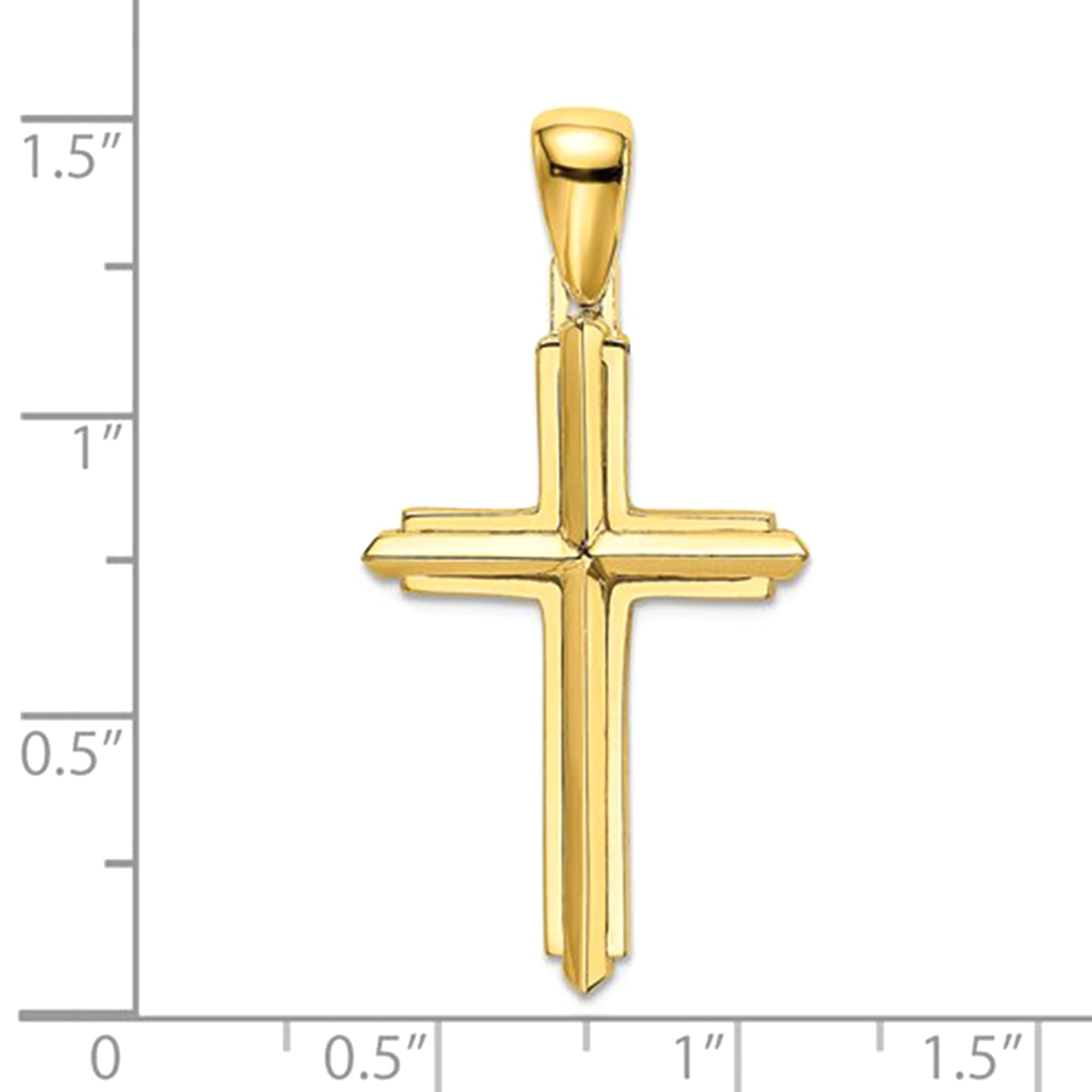 10k Yellow Gold Unisex Cross Charm Pendant - JewelryAffairs