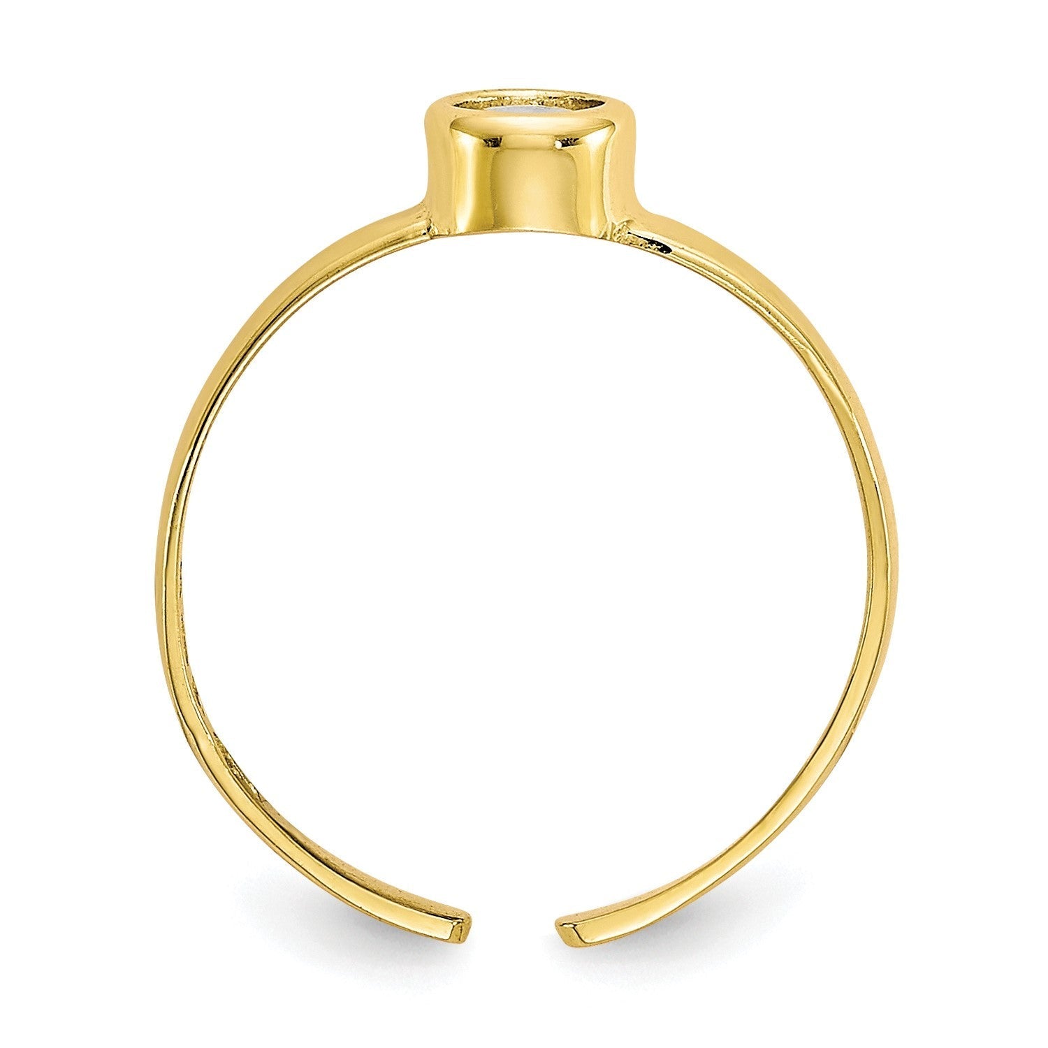10K Yellow Real Solid Gold CZ Stone Toe Ring - JewelryAffairs