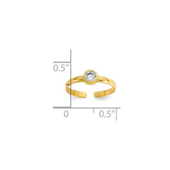 10K Yellow Real Solid Gold CZ Stone Toe Ring