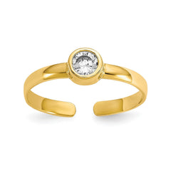 10K Yellow Real Solid Gold CZ Stone Toe Ring - JewelryAffairs