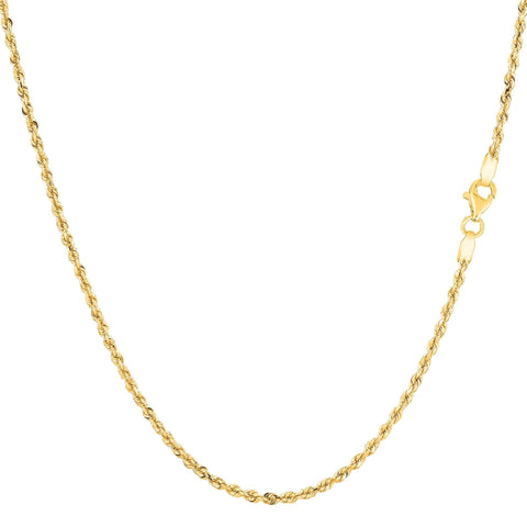 10k Yellow Real Solid Gold Diamond Cut Rope Chain Necklace, 1.25mm, 20