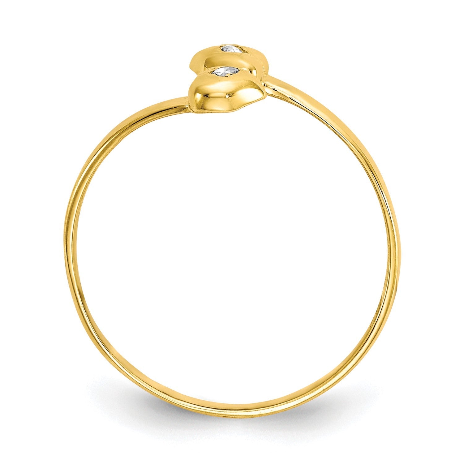 10K Real Solid Yellow Gold CZ Heart Shaped Toe Summer Ring