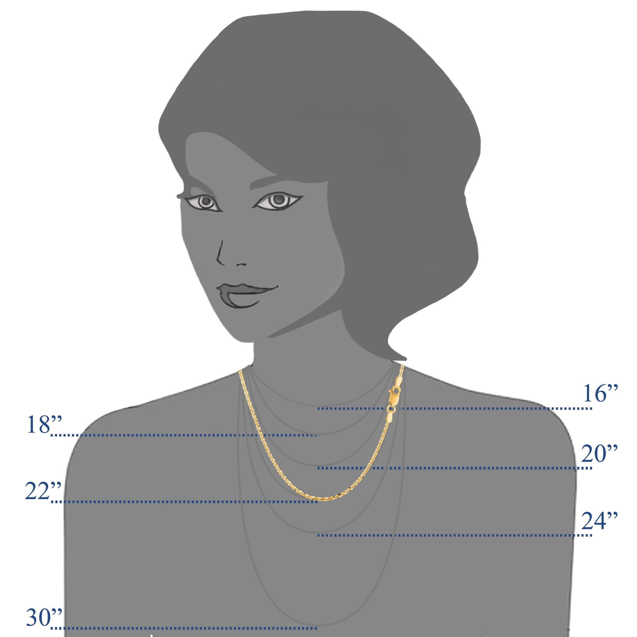 10k Yellow Gold Sparkle Chain Necklace, 1.5mm