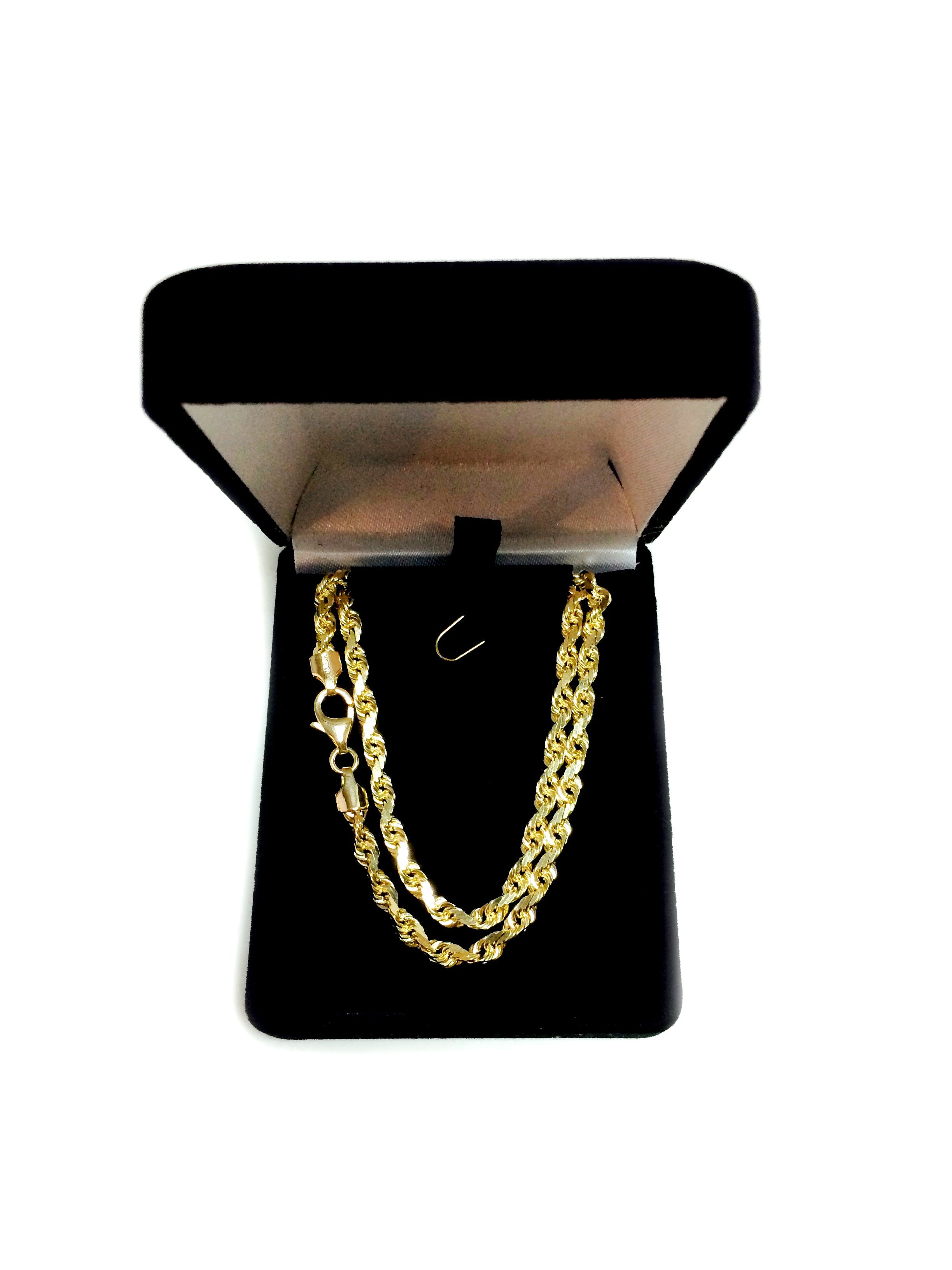 10k Yellow Real Solid Gold Diamond Cut Rope Chain Necklace, 4.0mm, 18