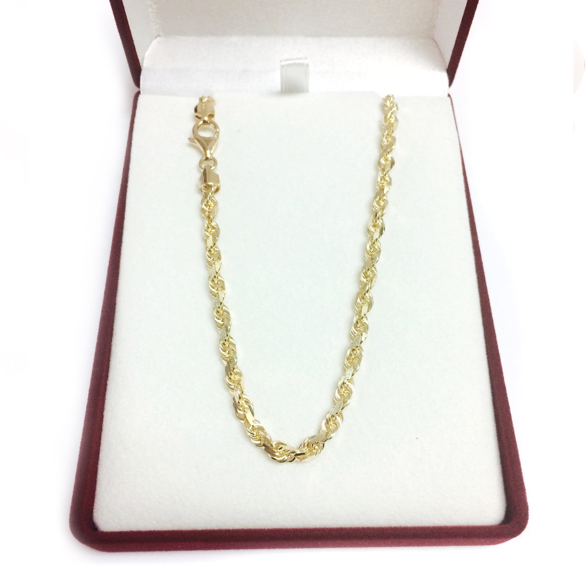10k Yellow Real Solid Gold Diamond Cut Rope Chain Necklace, 5.0mm, 24