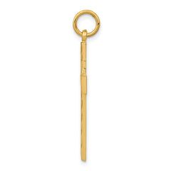 14k Real Solid Yellow Gold Diamond-cut Cross Charm Pendant, 33x15mm