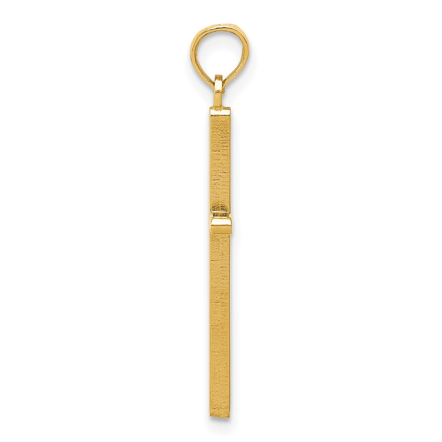 14k Real Yellow Solid Gold Polished Cross Pendant Charm 30x12mm