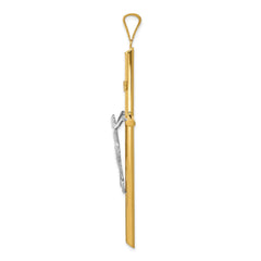 14k Two-Tone Gold High Polished Jesus Crucifix Pendant,76x42mm