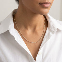 14k 2 Tone Yellow And White Gold Singapore Chain Necklace, 2.0mm