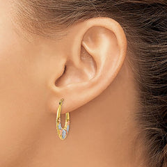 14K and White And Rose Gold Flower Hoop Earrings