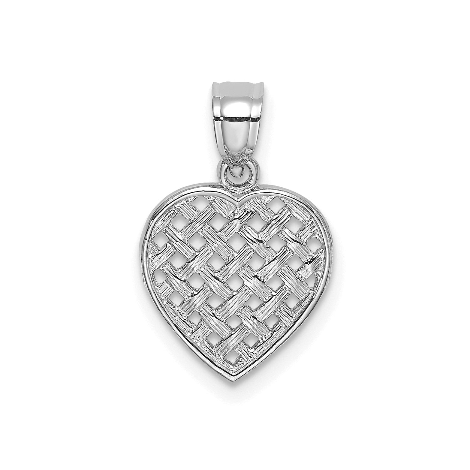 14K Cut - Out and Textured Woven Heart Pendant, 16x11mm - JewelryAffairs