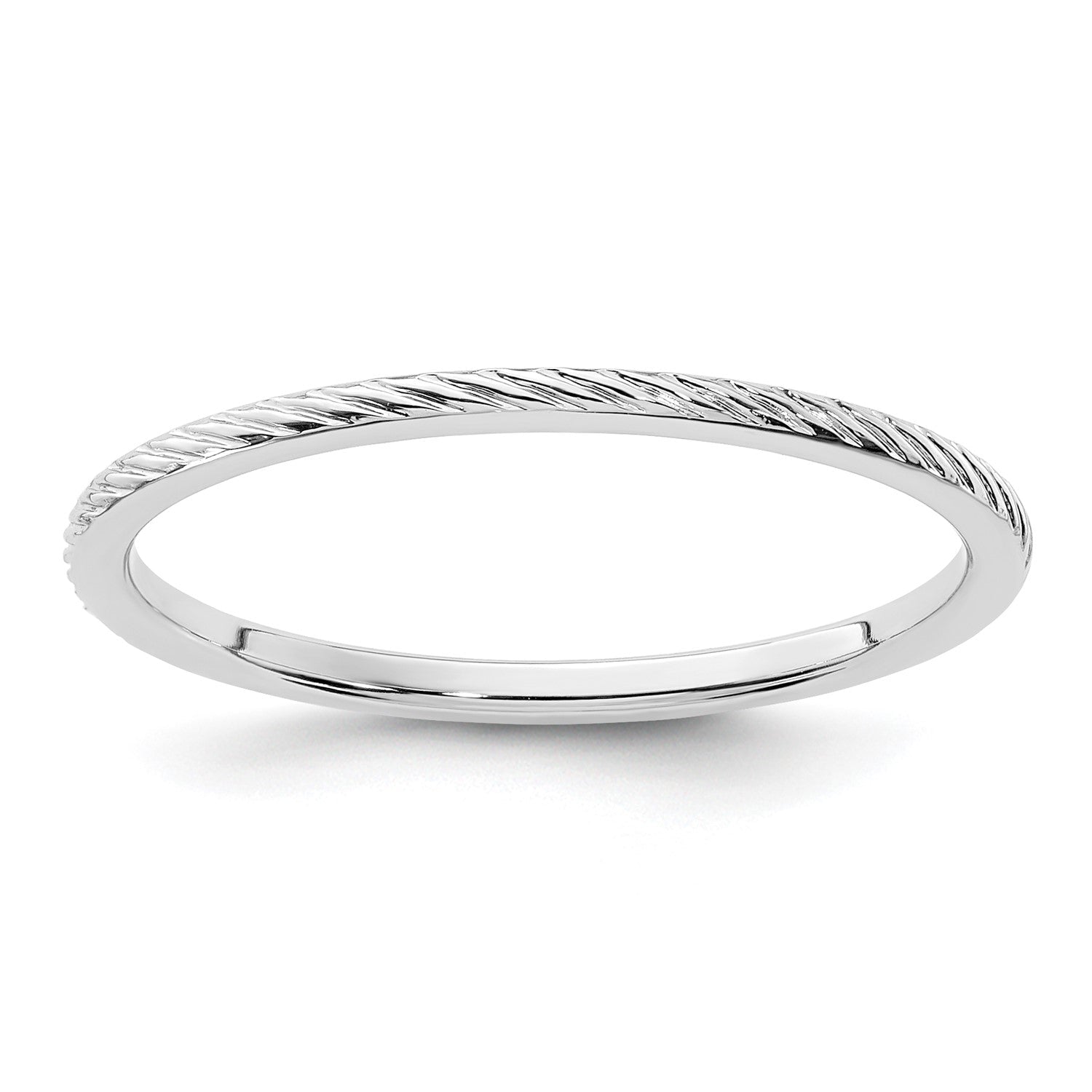 14k Gold 1.2mm Twisted Wire Pattern Stackable Band Ring - JewelryAffairs