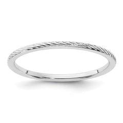 14k Gold 1.2mm Twisted Wire Pattern Stackable Band Ring - JewelryAffairs