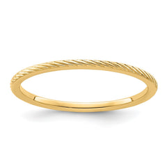 14k Gold 1.2mm Twisted Wire Pattern Stackable Band Ring - JewelryAffairs