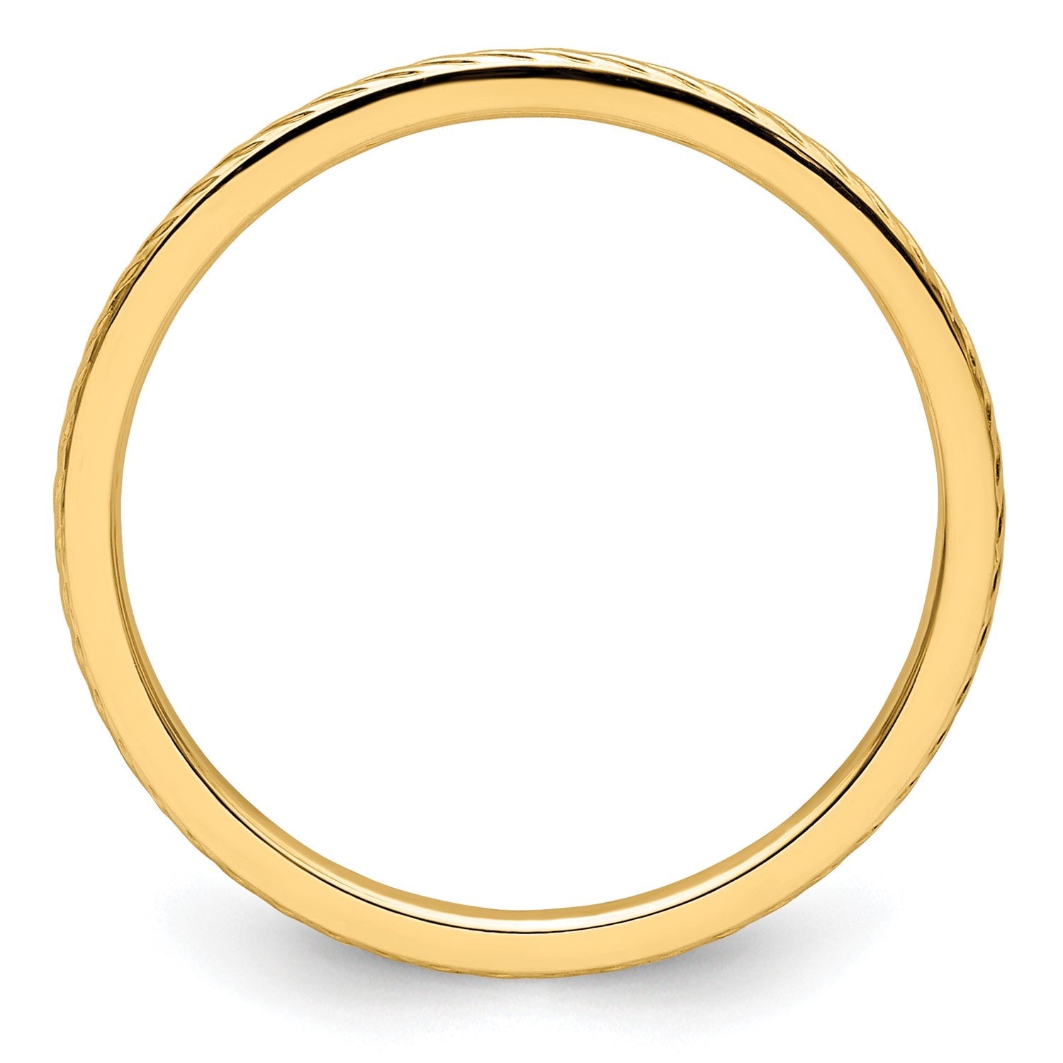 14k Gold 1.2mm Twisted Wire Pattern Stackable Band Ring - JewelryAffairs