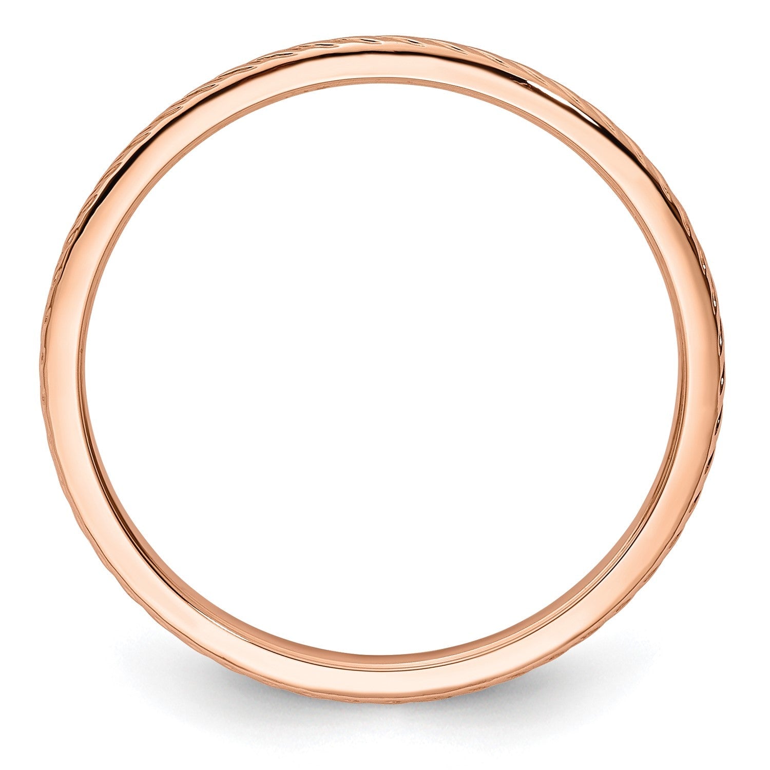 14k Gold 1.2mm Twisted Wire Pattern Stackable Band Ring - JewelryAffairs