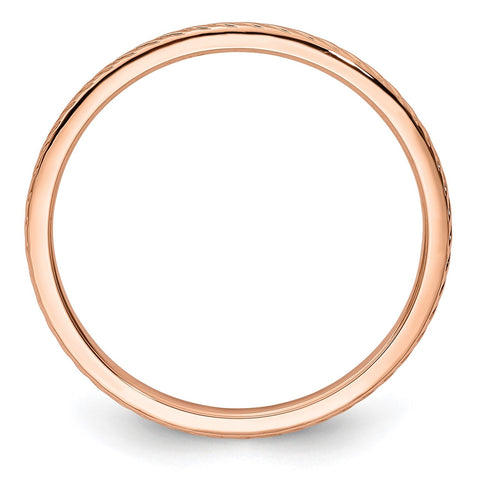 14k Gold 1.2mm Twisted Wire Pattern Stackable Band Ring