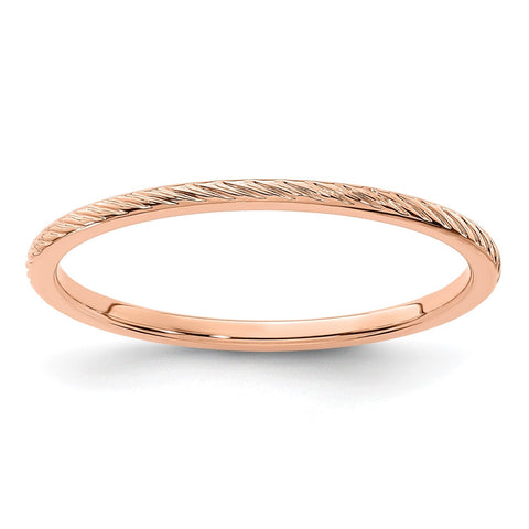 14k Gold 1.2mm Twisted Wire Pattern Stackable Band Ring
