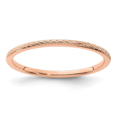14k Gold 1.2mm Twisted Wire Pattern Stackable Band Ring - JewelryAffairs