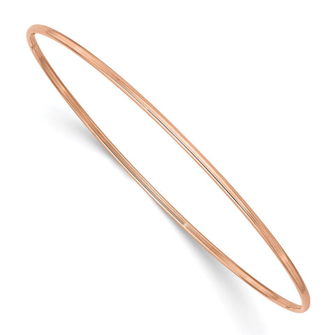 14k Gold 1.5mm High Polished Slip-on Bangle Bracelet, 8 Inches